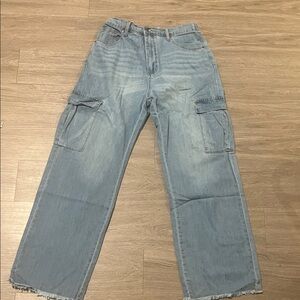 Fashion Nova Light Blue Cargo Jeans